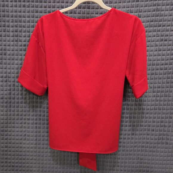 Y2K Red Boxy Tie Top M-Lg Coquette Oversized Tshirt Romantic Cowgirl Glam Retro - Picture 8 of 10